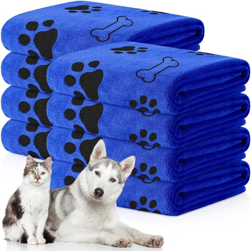Toalla de microfibra de secado rápido para mascotas en color azul