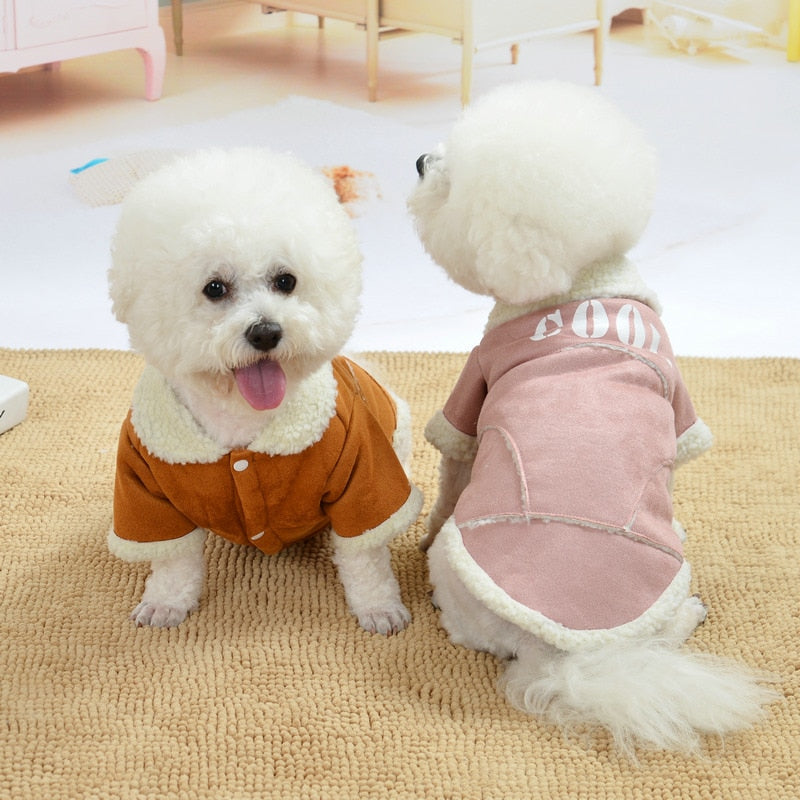 Abrigo de ante con borreguito para perro pequeño