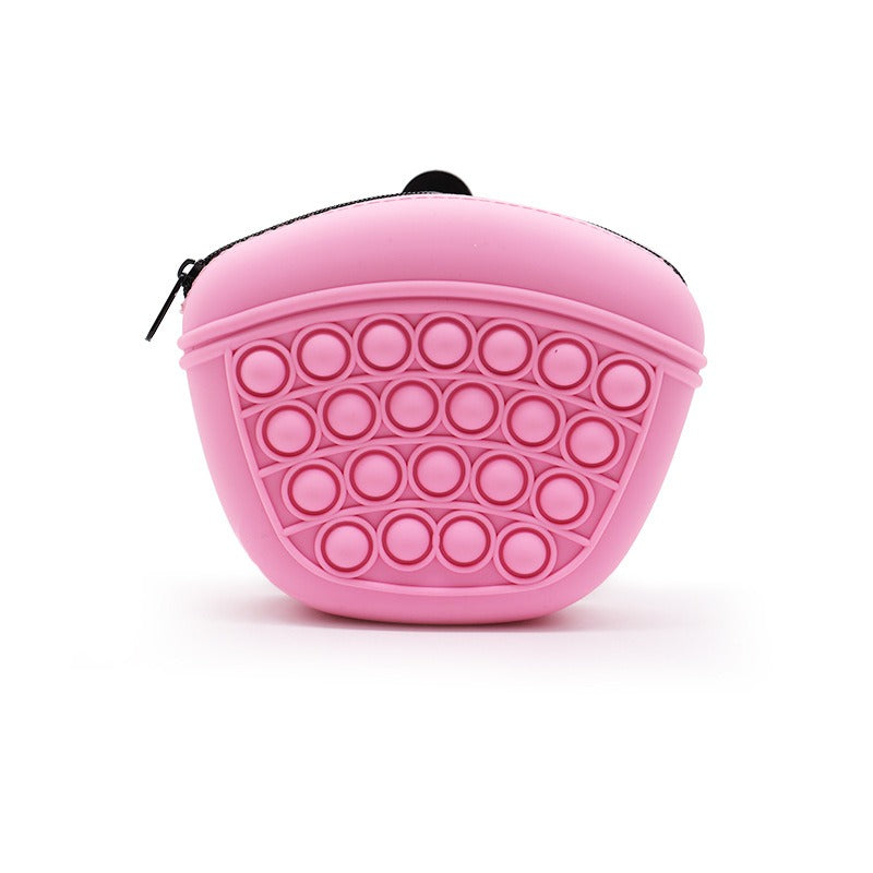 Riñonera de silicona para premios de adiestramiento en color rosa