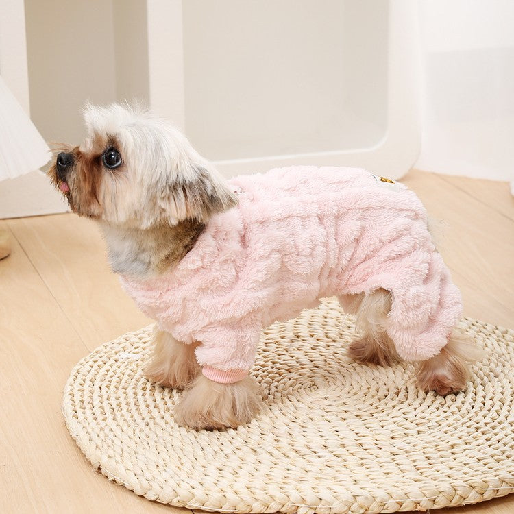 Mono de punto trenzado forrado de borreguito para perros