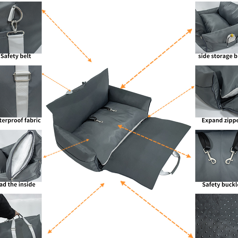 Cama de viaje acolchada para coche para perros y gatos