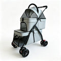 Foldable double dog stroller with two compartments