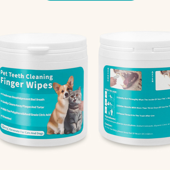 Toallitas dedal para limpieza dental de mascotas