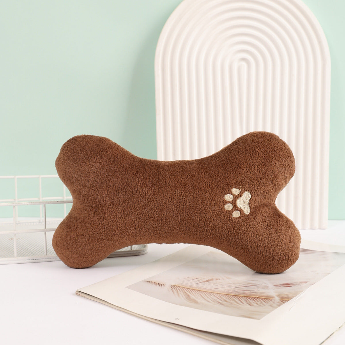 Juguete de peluche en forma de hueso para perros y gatos