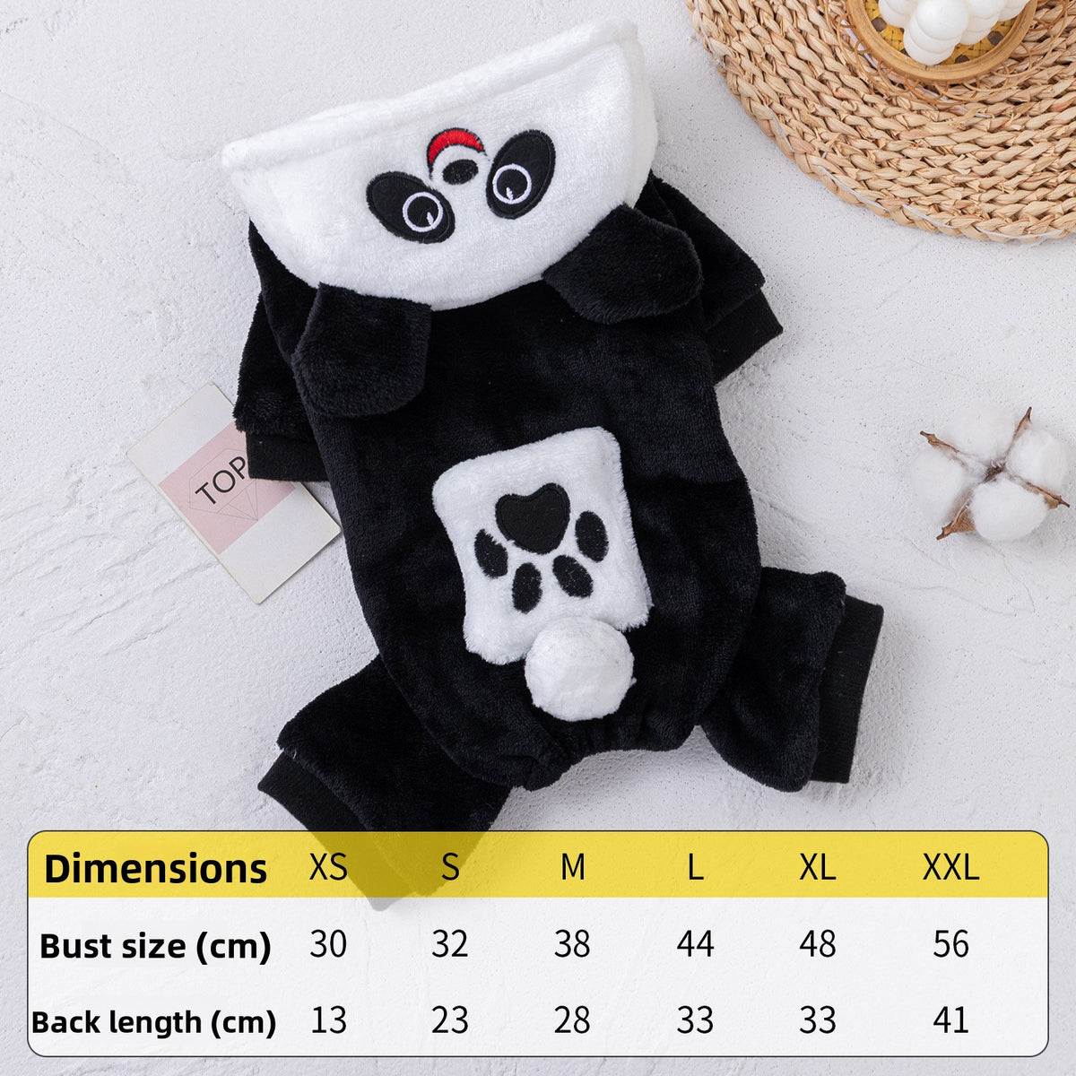 Abrigo polar con diseño de panda para perros