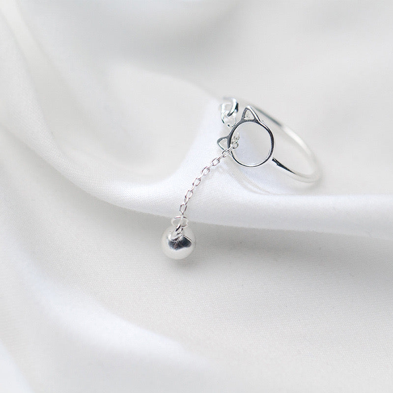 Anillo gato con cadenita de plata 925 | Pawsome Pets New York