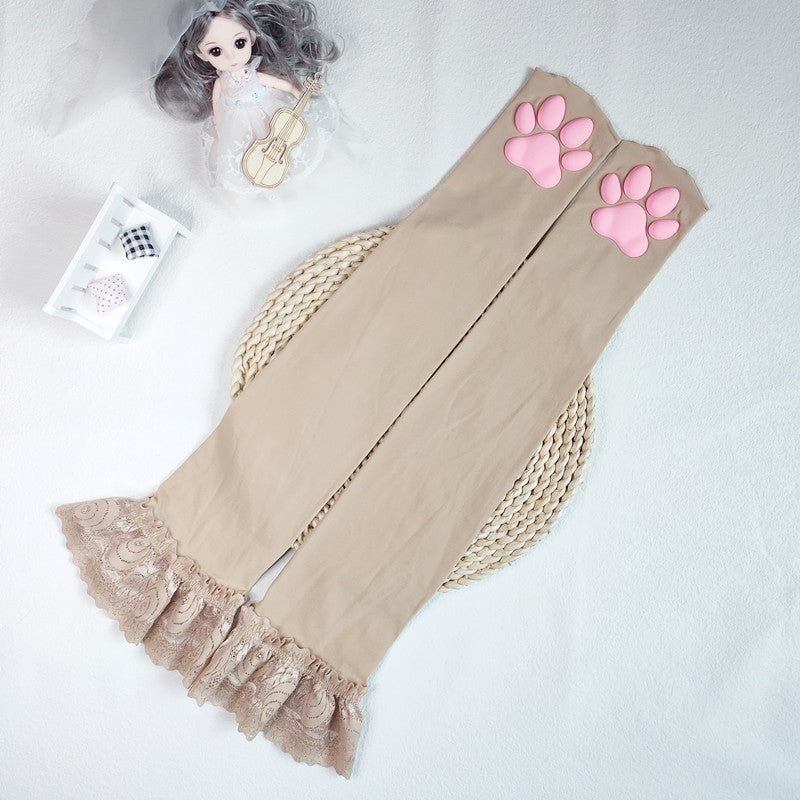 Calcetines con patas de gato 3D y almohadillas de silicona