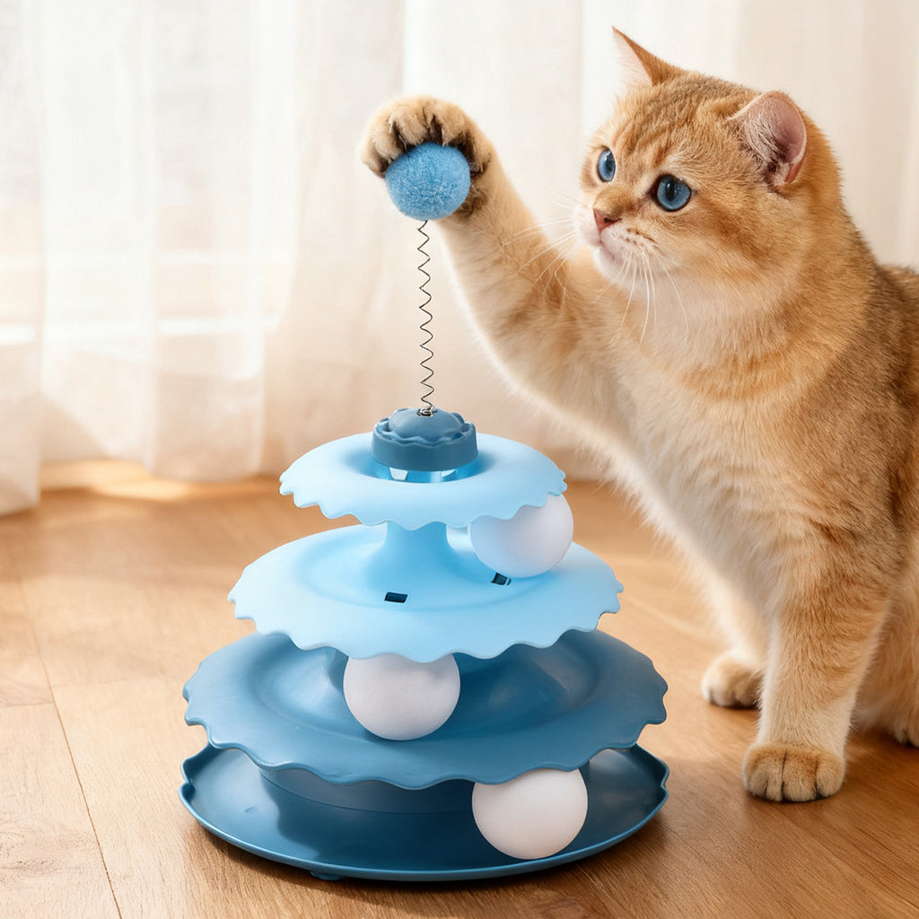 Juguete interactivo giratorio para gatos con bolas