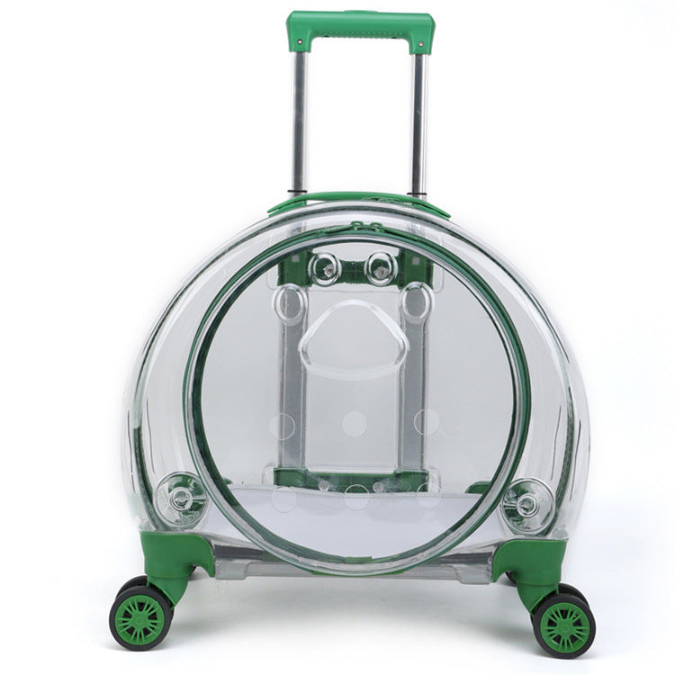 Transportín mochila transparente con ruedas para perros y gatos