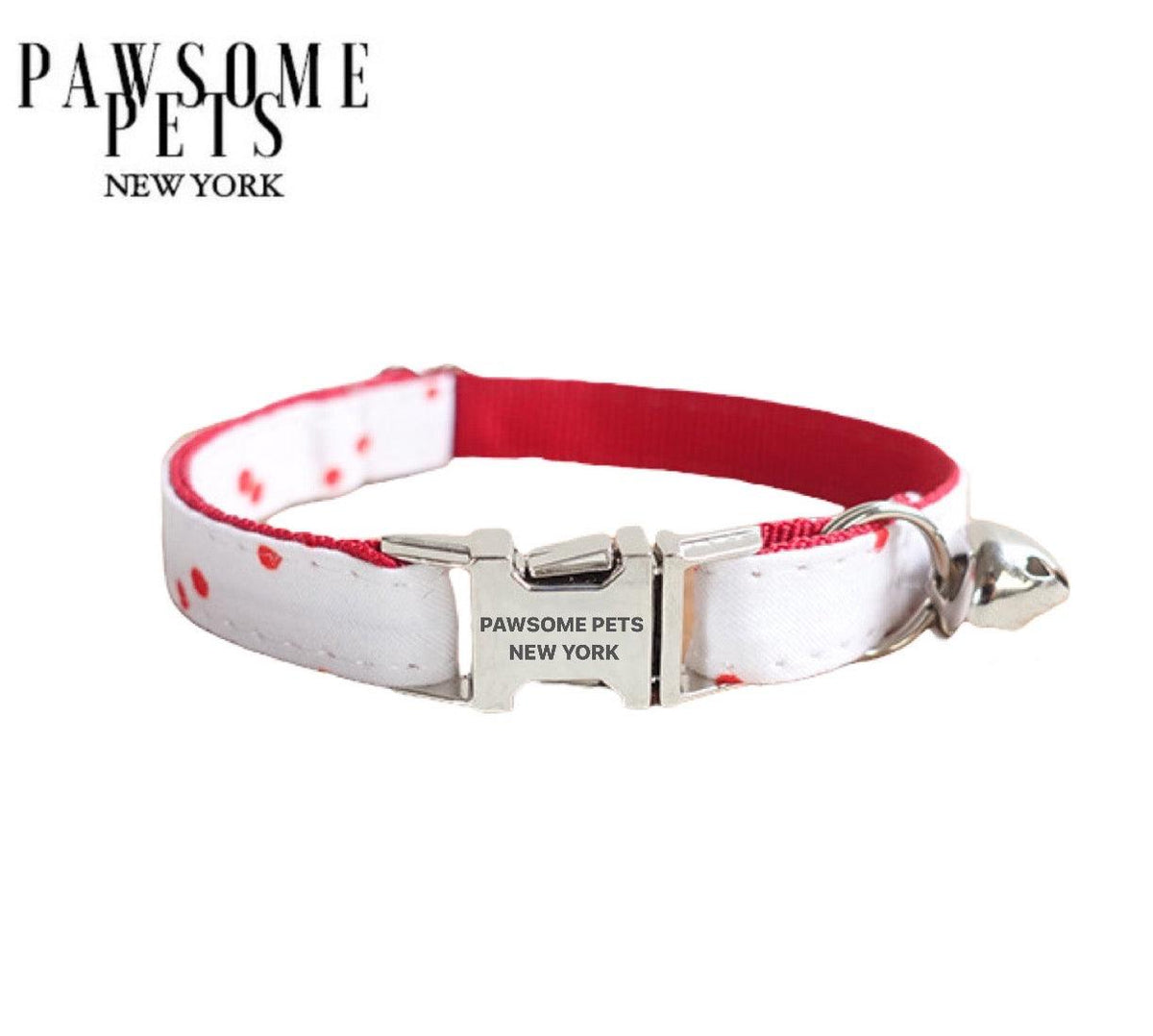 Collar perro pequeño y gato lunares rojos | Pawsome Pets New York