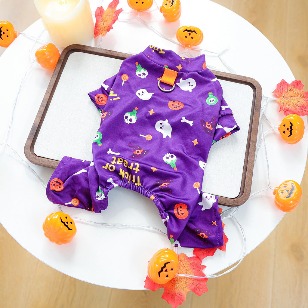 Ropa floral de Halloween para perros y gatos en color morado