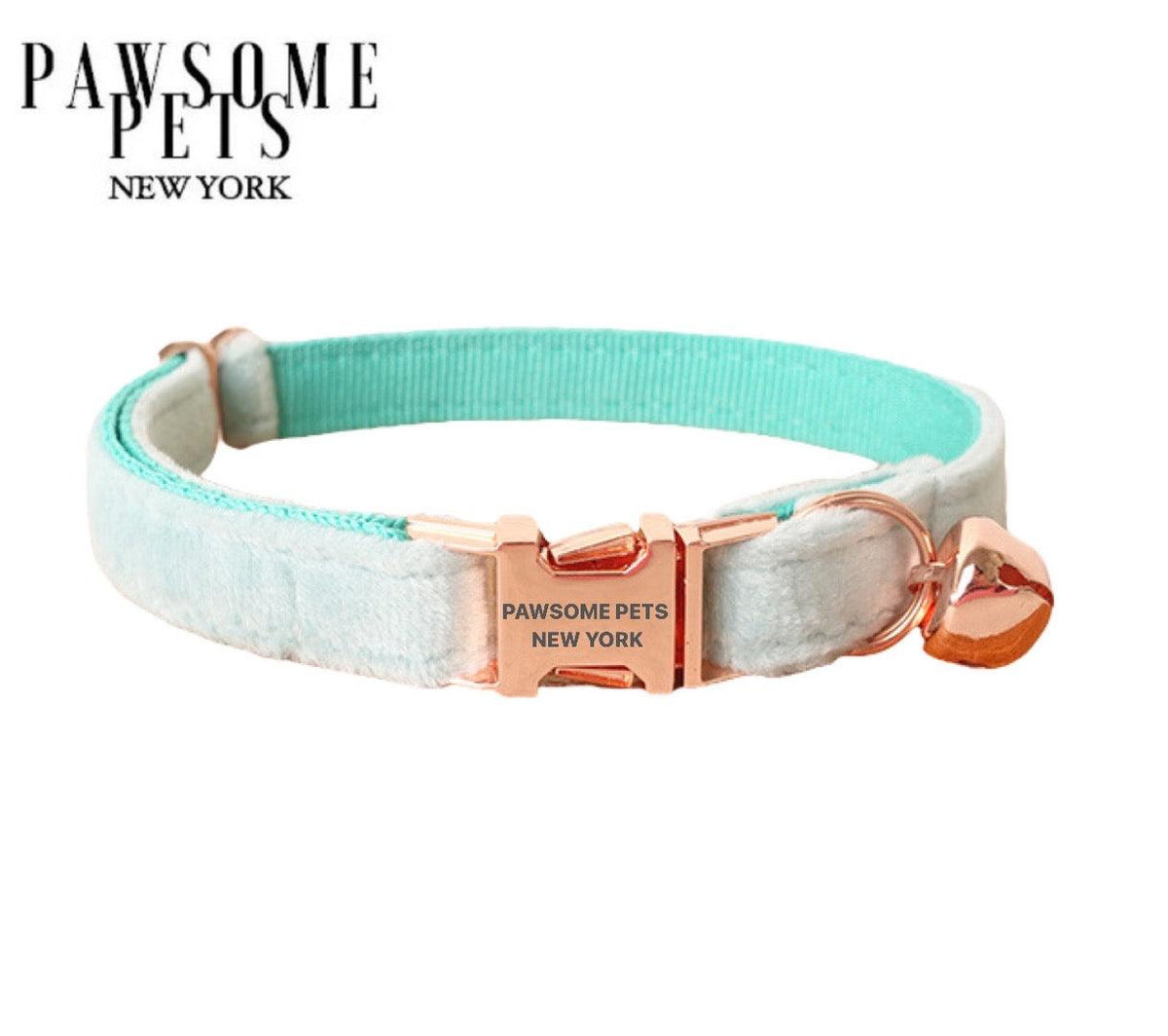 Collar ajustable verde menta para perros y gatos pequeños