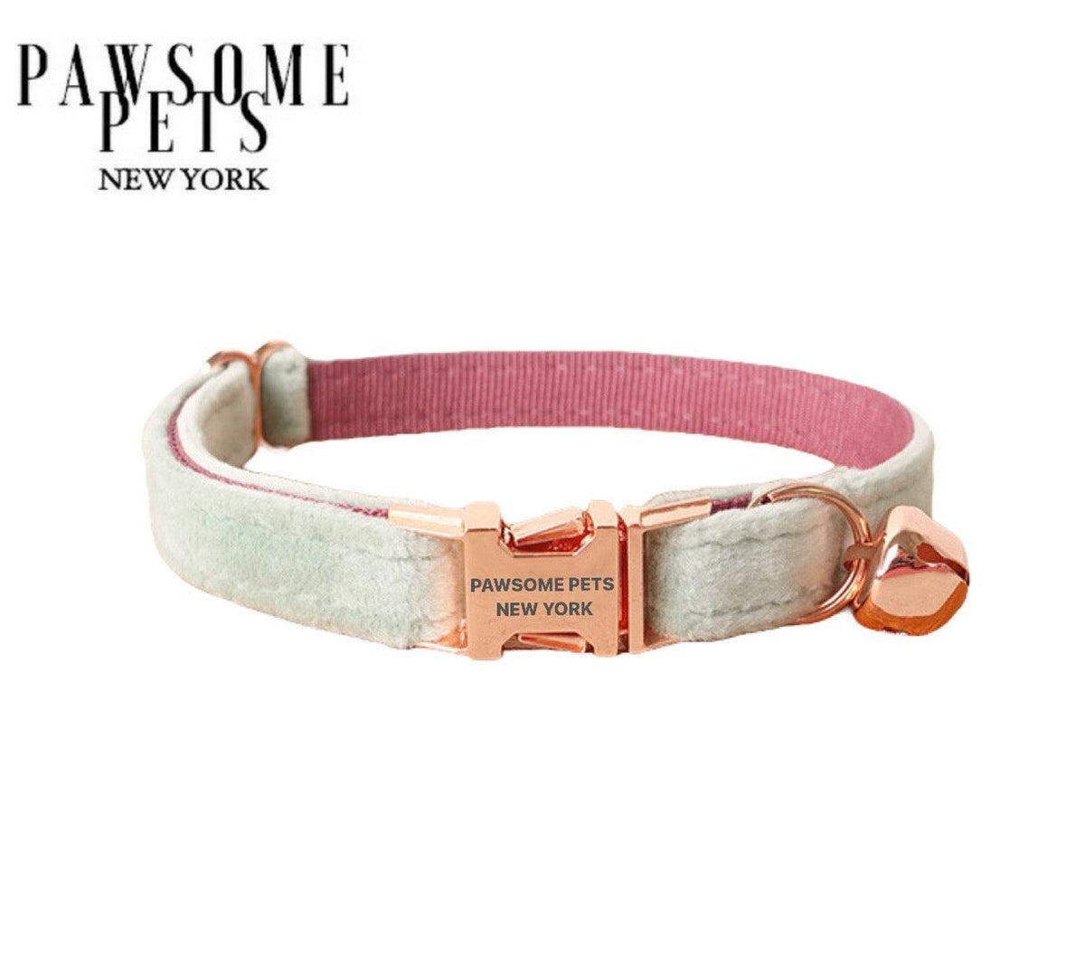 Collar perro pequeño y gato verde y rosa | Pawsome Pets New York