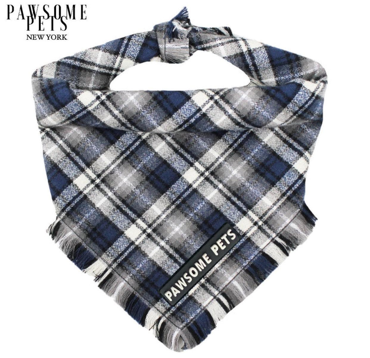 Bandana de cuadros azul marino para perro - Pawsome Pets New York