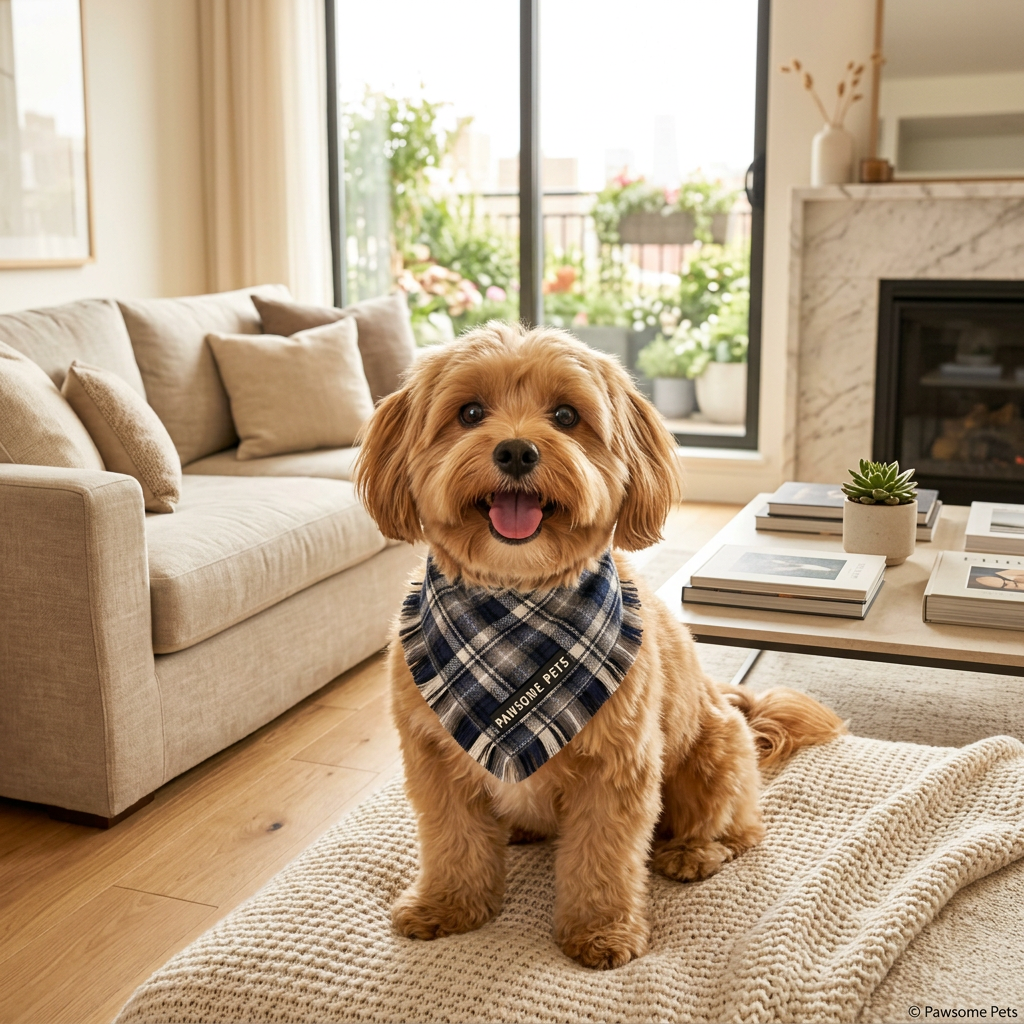 Bandana de cuadros azul marino para perro - Pawsome Pets New York