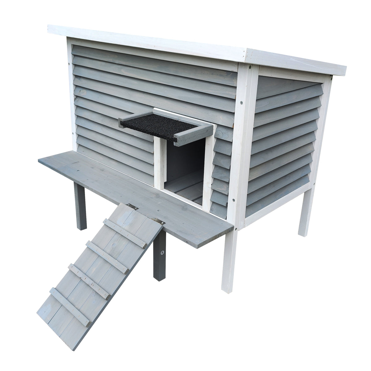 Casa de madera para gatos de exterior con puerta de escape, foto 4 de 9