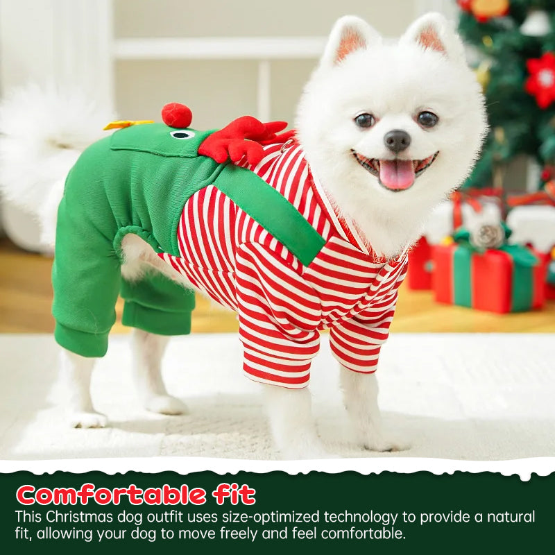 Ropa navideña de cuerpo completo para perros y gatos