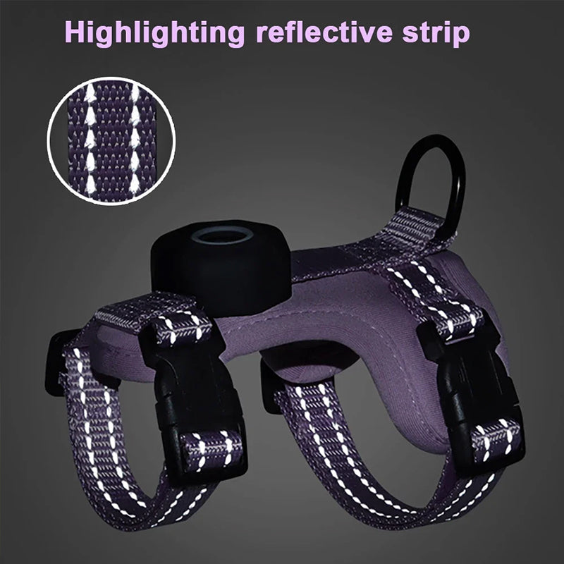 Arnés reflectante ajustable para gatos con soporte para AirTag