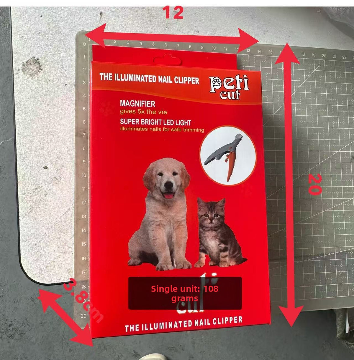 Cortauñas para perros y gatos con luz LED