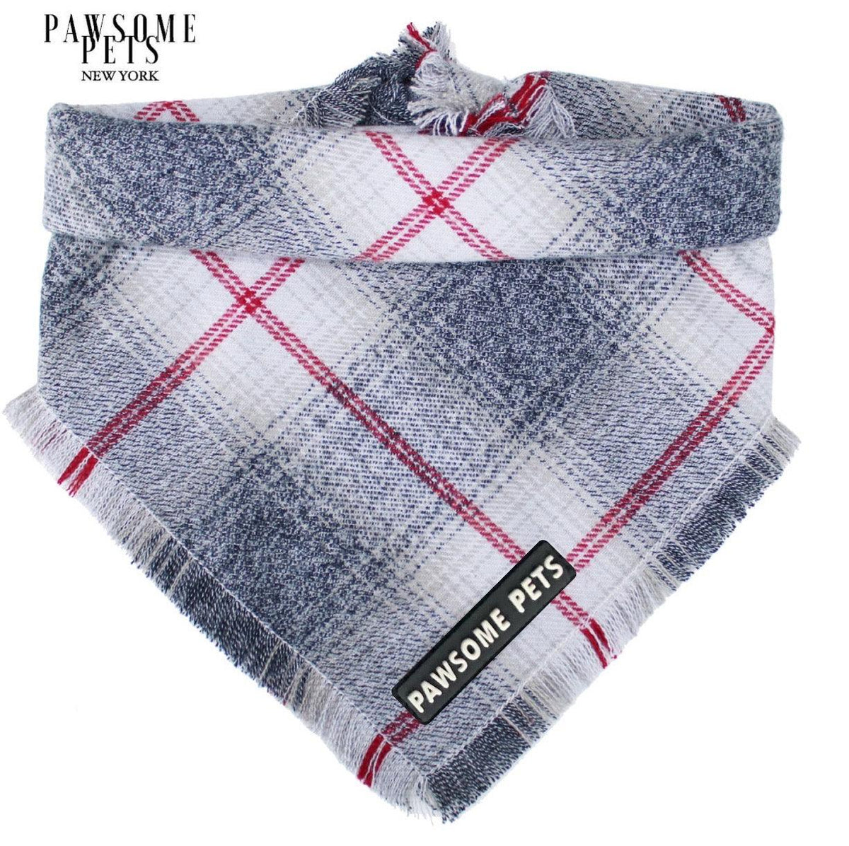 Bandana de cuadros gris y rojo para perro - Pawsome Pets New York