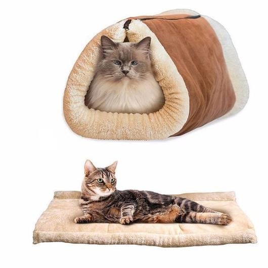 Cama para mascotas 2 en 1 con túnel de juego