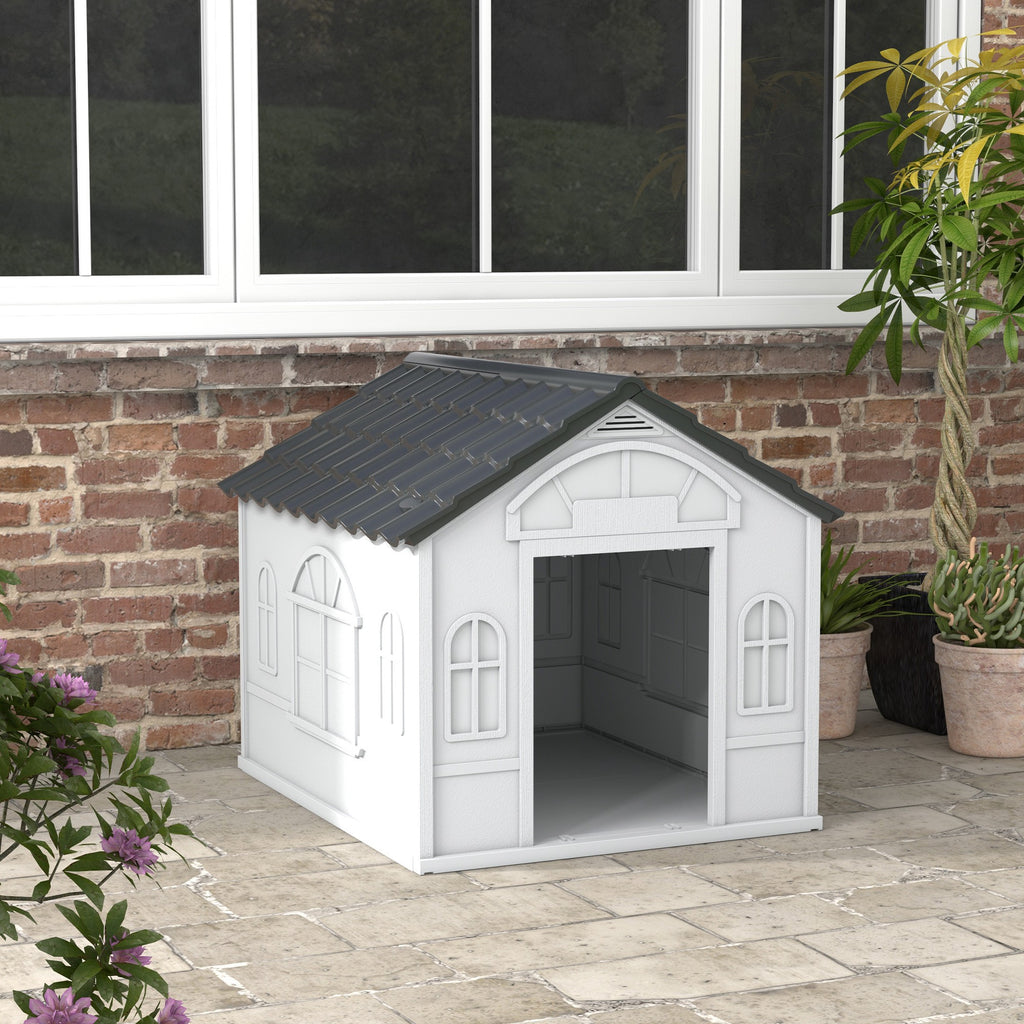 Caseta de plástico para perros grandes hasta 30 kg, 84x98x82 cm