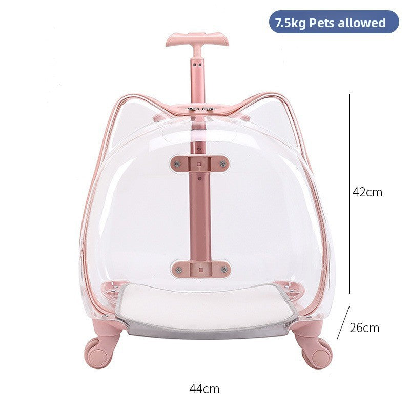 Transportín mochila transparente con ruedas para perros y gatos