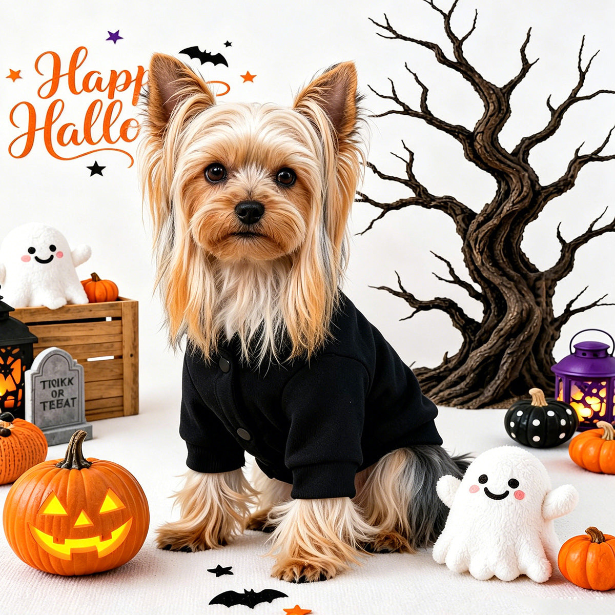Sudadera negra para perros y gatos pequeños