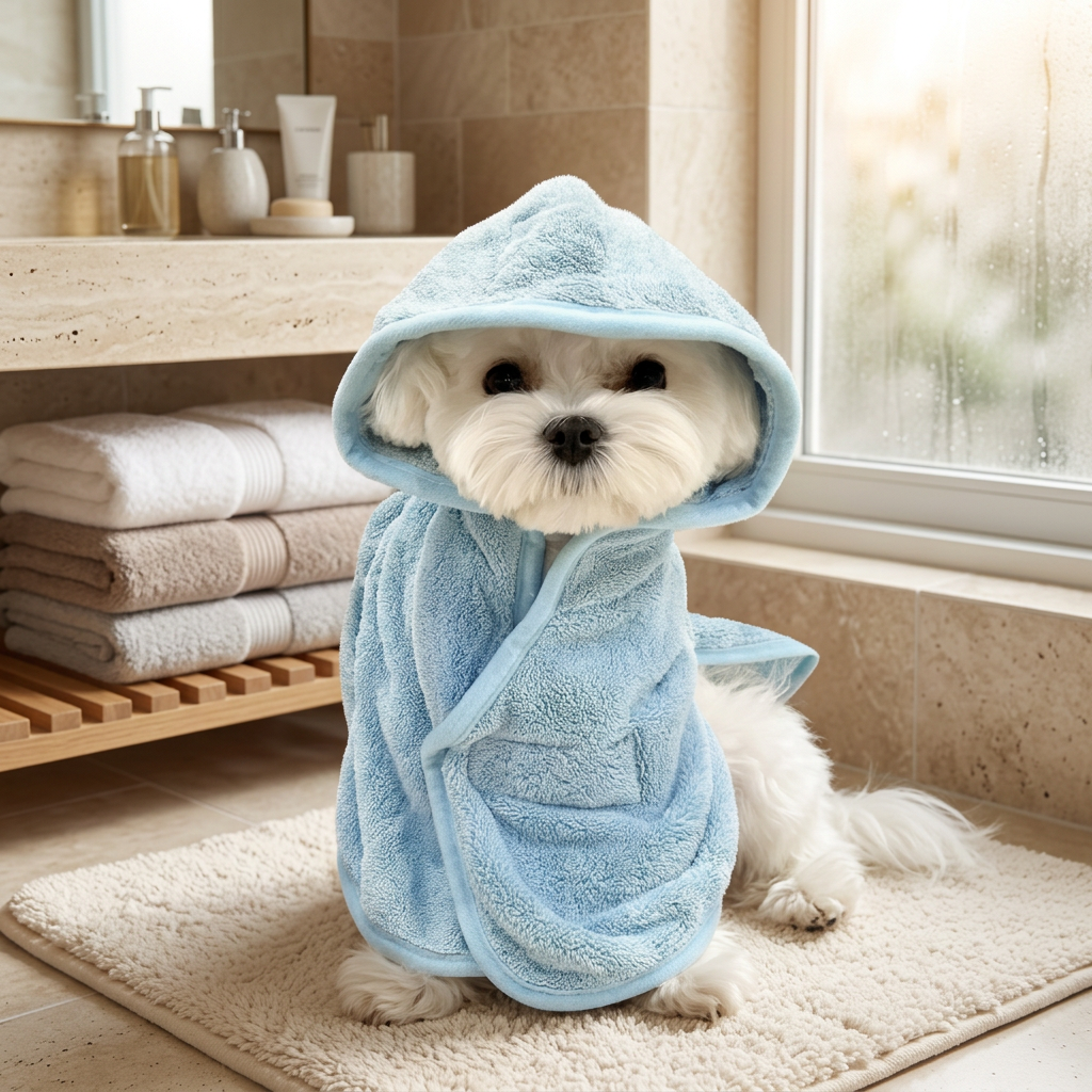 Albornoz para perros con capucha, suave y muy absorbente