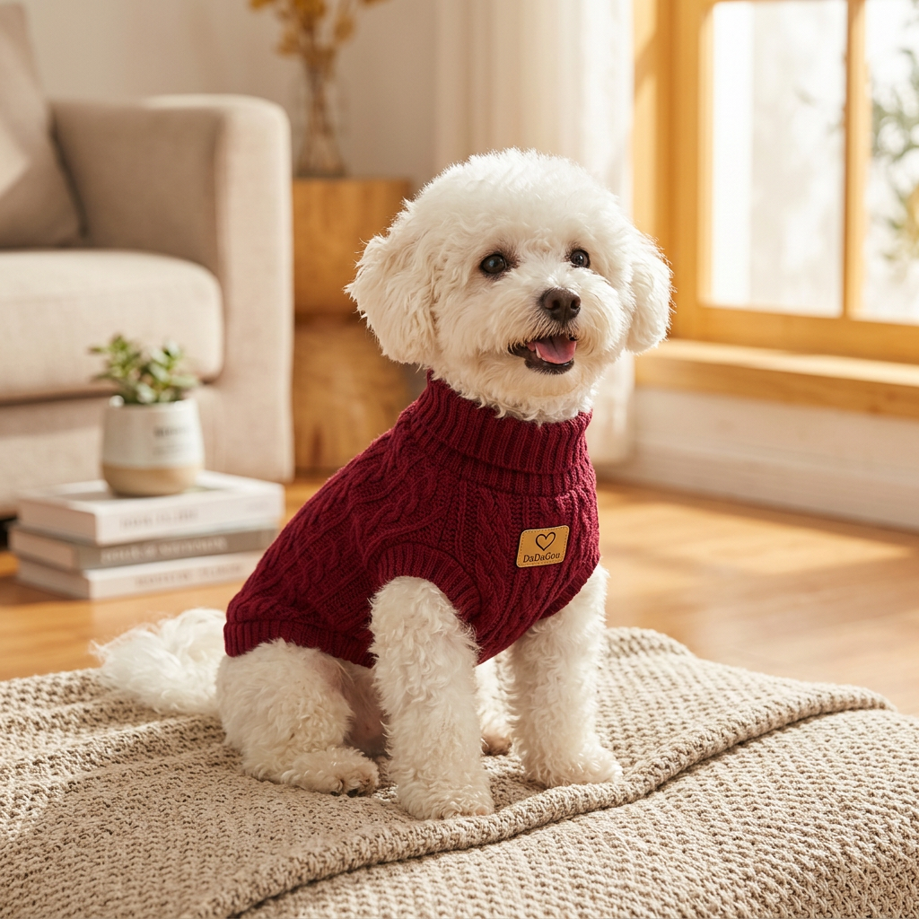 Jersey de punto trenzado para perros pequeños