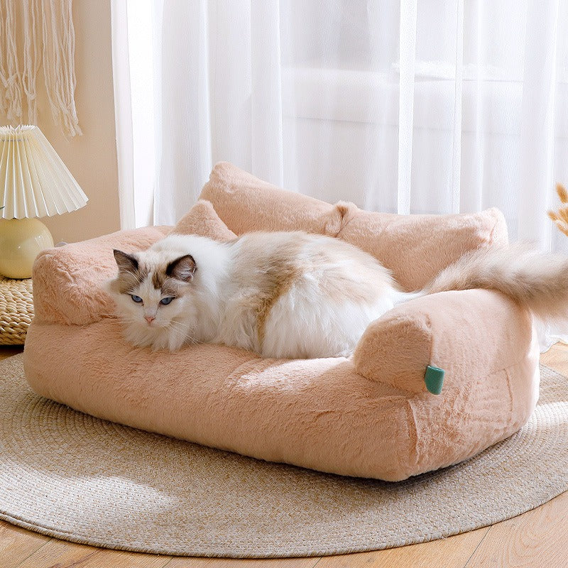 Cama sofá mullida para gatos con cojín