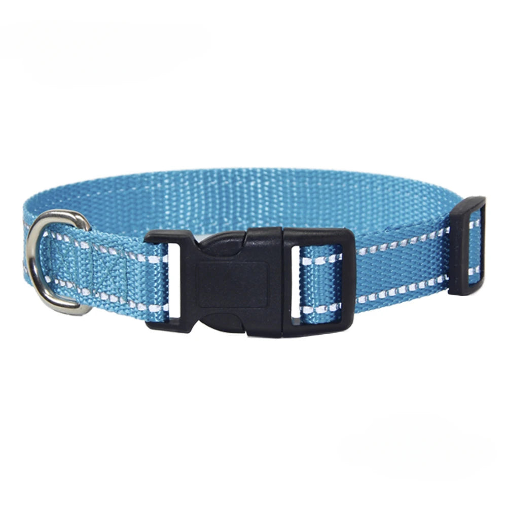 Set de collar y correa de poliéster para perros – Collar azul