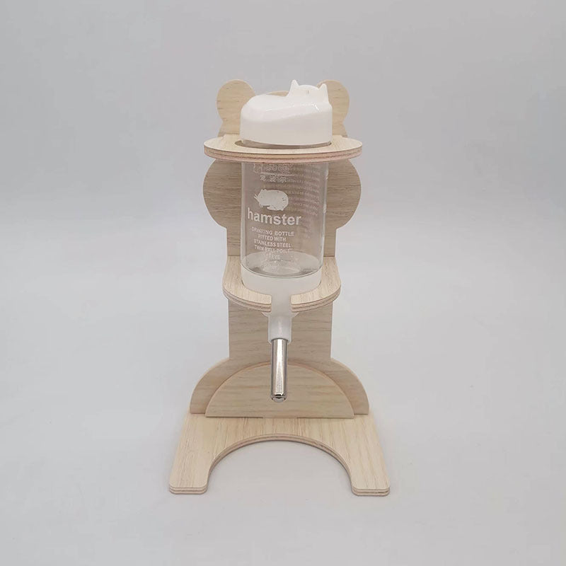 Soporte de madera con forma de osito para bebedero de hámster