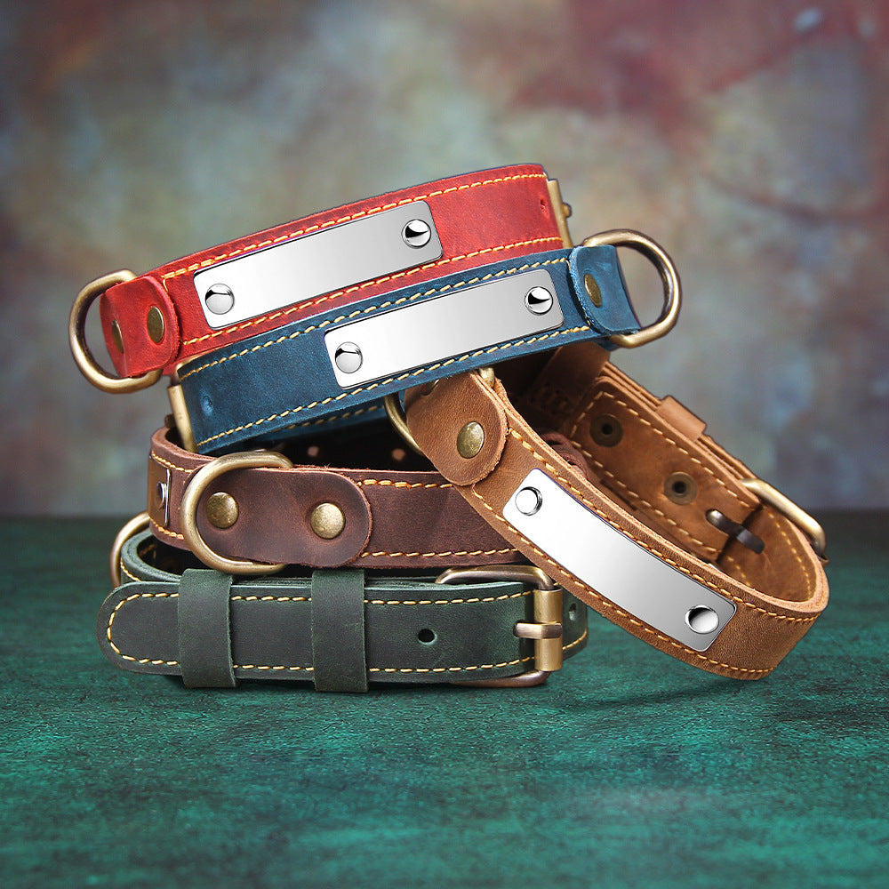 Collar de cuero auténtico resistente para perros