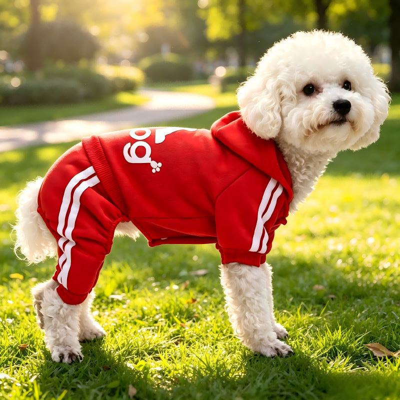Sudadera con capucha de cuatro patas para perros y gatos