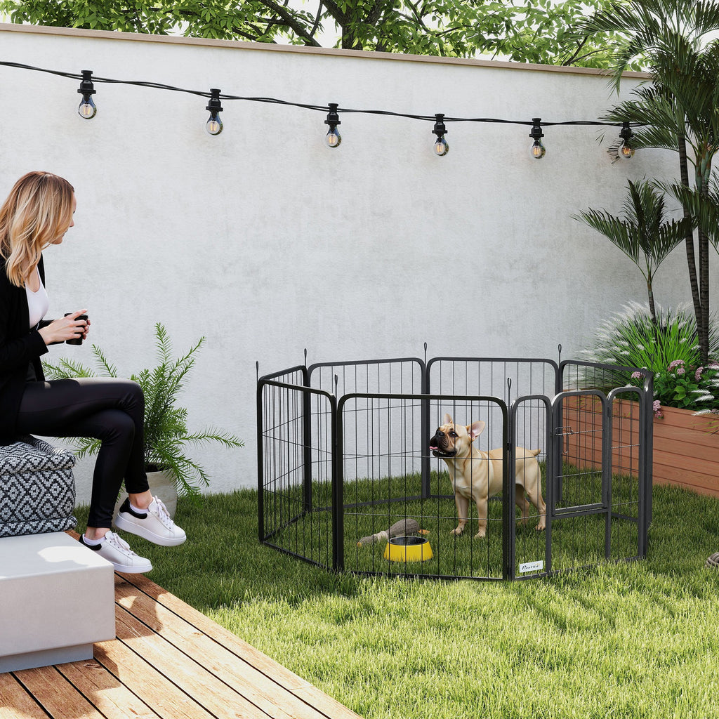 Parque modular para perros de acero con puerta