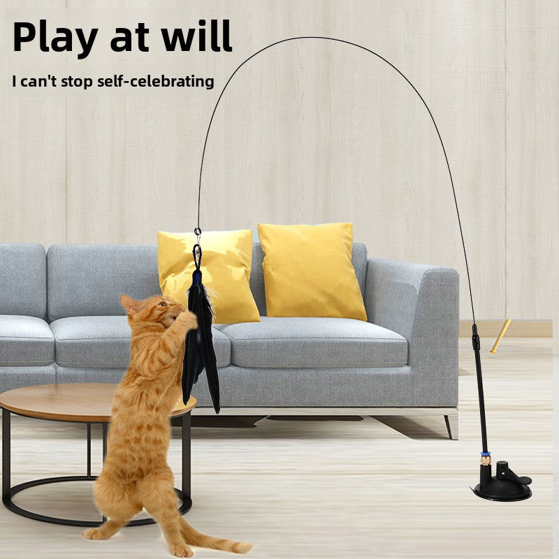 Juguete para gatos con plumas y ventosa