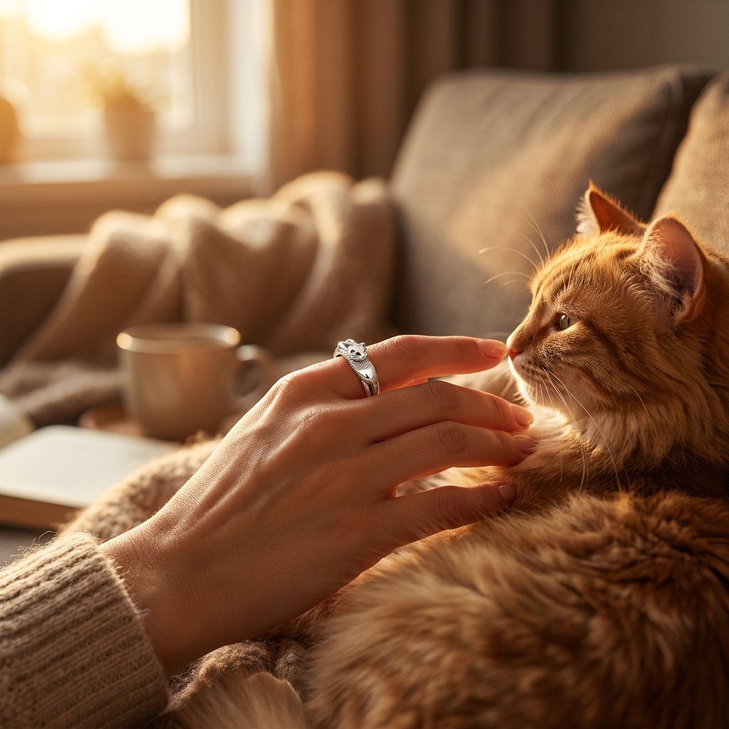 Anillo gato abrazado de plata 925 | Pawsome Pets New York