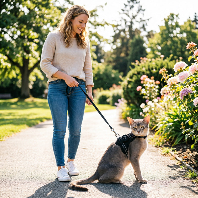 Arnés reflectante ajustable para gatos con soporte para AirTag