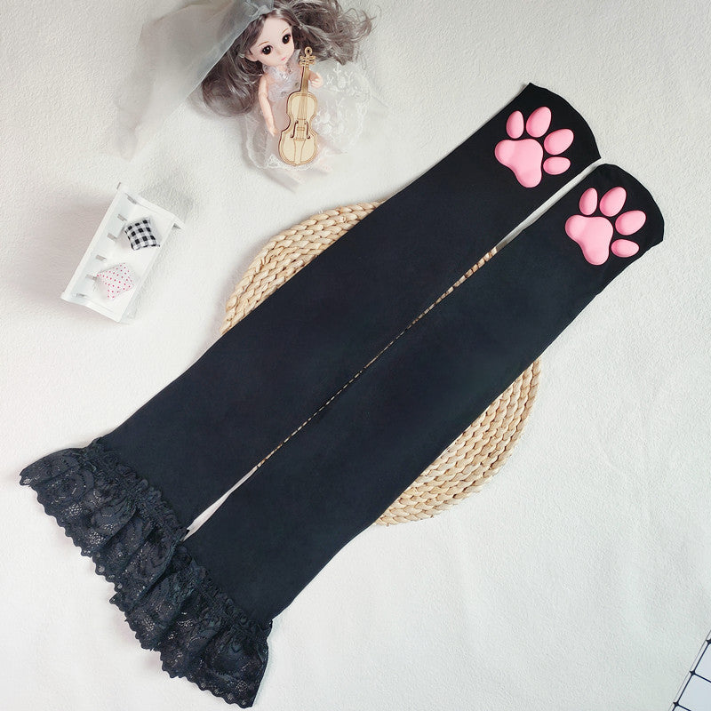 Calcetines con patas de gato 3D y almohadillas de silicona