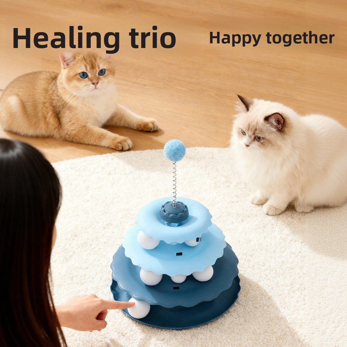 Juguete interactivo giratorio para gatos con bolas