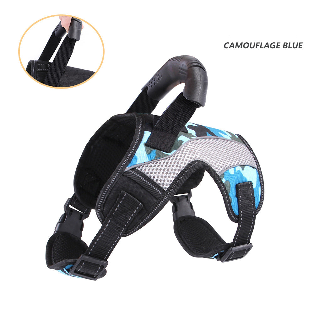 Arnés reflectante transpirable para perros medianos y grandes – Camuflaje azul