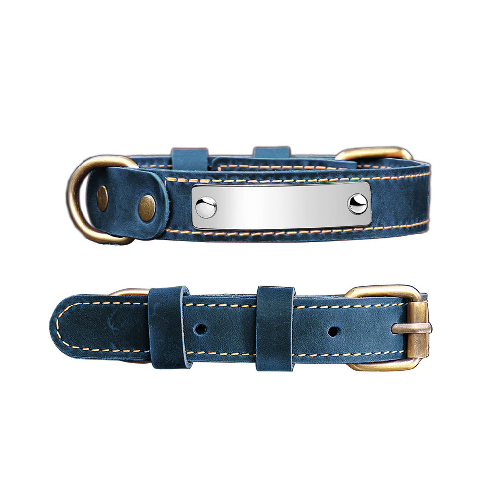 Collar de cuero auténtico resistente para perros