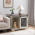 Jaula de madera para perros con puerta corredera en color blanco
