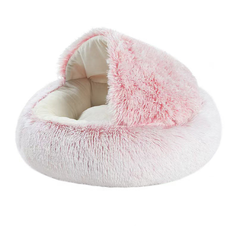 Cama mullida con forma de concha para perros y gatos