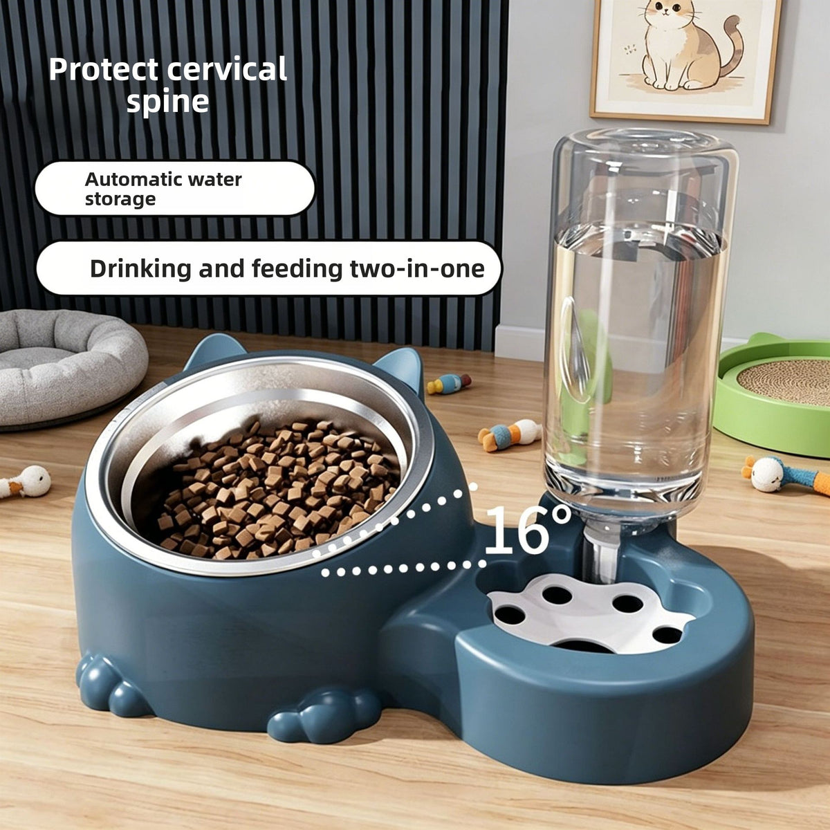 Comedero y Bebedero Automático de Dos Cuencos para Perros y Gatos