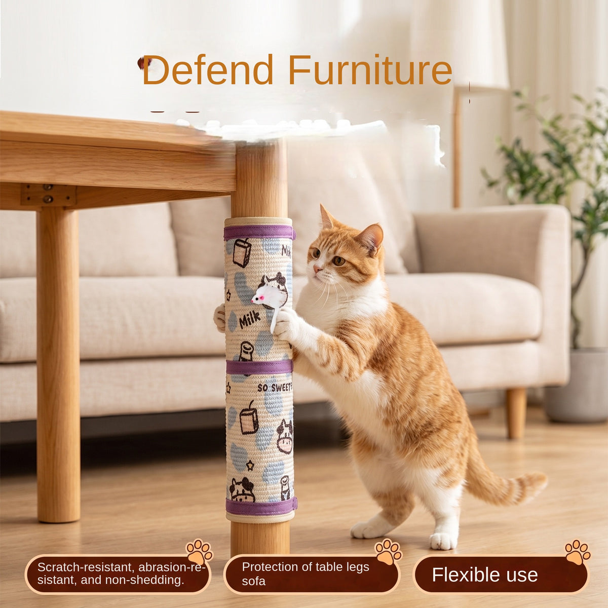 Rascador vertical de pared para gatos de sisal – Vaca · M