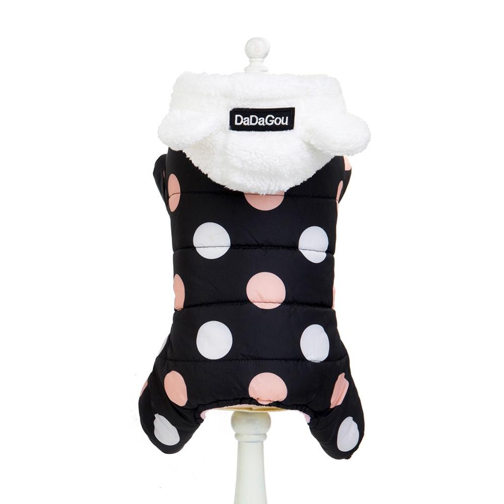 Abrigo acolchado de lunares con capucha para perros pequeños