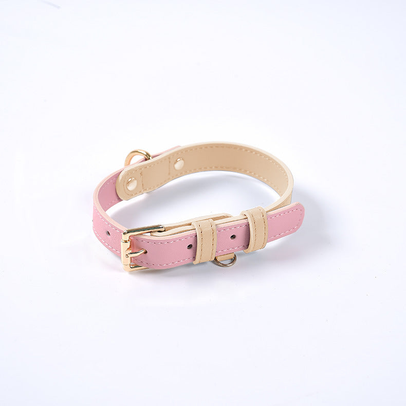 Collar de piel para perros y gatos, colores pastel