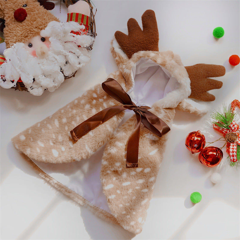 Disfraz Navideño de Alce con Capa y Sombrero para Perros y Gatos – Capa de reno marrón